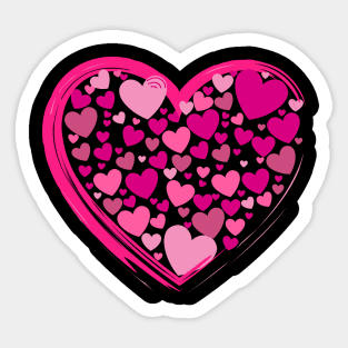 Cute Pink and Lilac Hearts in a Big Pink Heart Sticker